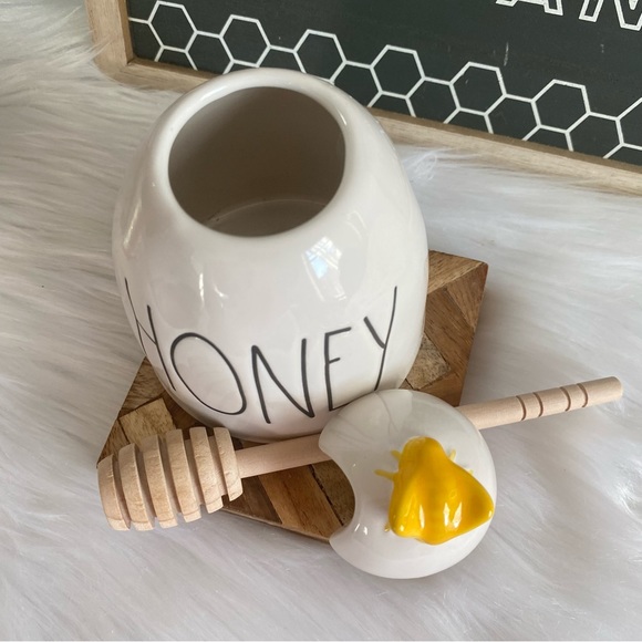Rae Dunn HONEY Pot With Wooden Dipper! - Picture 8 of 8